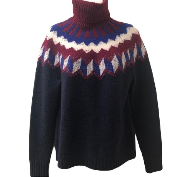 Vintage J Crew Women's Turtleneck Sweater Alpaca Wood Fair Dale Style Size Small - Picture 1 of 12